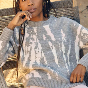 RAILS | NWT | Small | Virgo Grey Tie-Dye Wool Blend Long Sleeve Crewneck Sweater